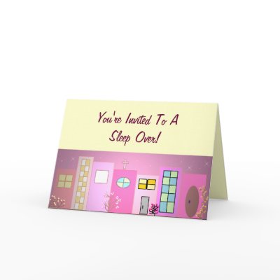 Pink Place Sleep Over Invitation Card by Perlyyyy