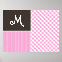 Pink Plaid; Checkered Poster