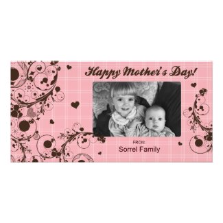 Pink Plaid Happy Mother's Day Photo Card Template photocard