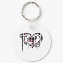 Pink Plaid Heart keychains