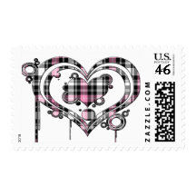 Pink Plaid Heart Stamps