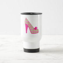Pink Plaid Heels With Rose Mug