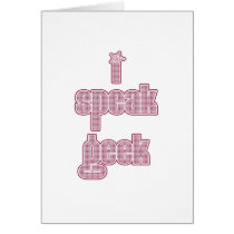 Pink Plaid I Speak geek cards