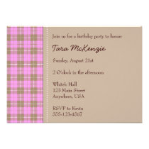 Pink plaid invitation invitations