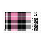 pink plaid postage