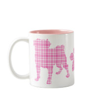 Pink Plaid Pugs and Paw Mug