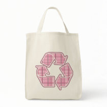 Pink Plaid Recycle Sign bags by koncepts Pink Plaid Recycle Sign bags