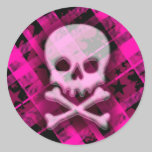 Pink Plaid Skull Stickers stickers