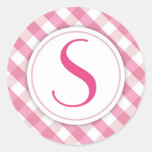 Pink Plaid Stationery Set Envelope Sticker