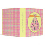 Pink Plaid Stork Baby Binder - It's A Girl!