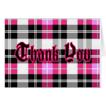 Pink Plaid Thank You Greeting Card cards