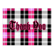 Pink Plaid Thank You Postcard* postcards