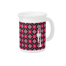 Pink Plaid Trumpet Pitcher