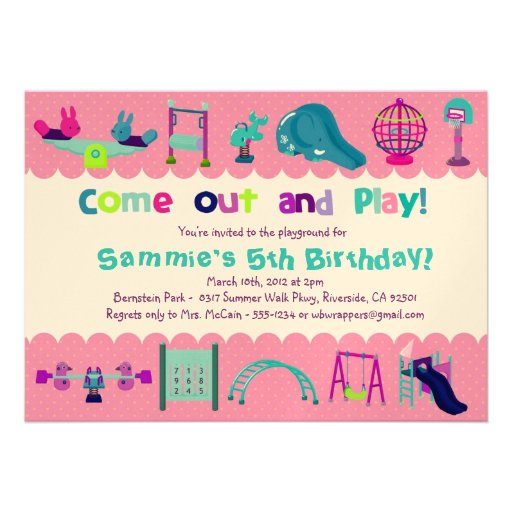 PINK - PLAYGROUND  - Birthday Party Invitations