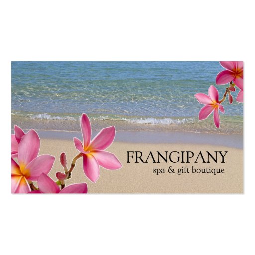 Pink Plumeria Beach Spa Resort Boutique B&B Business Card Template (front side)