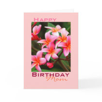 Pink Plumeria Flowers, Birthday Card