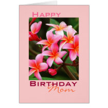 Pink Plumeria Flowers, Birthday Card