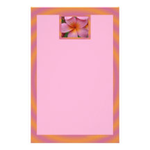 Pink Plumeria Frangipani Tropical Flower Stationer Customized Stationery