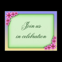 Pink Plumeria Wedding, invitation postcard