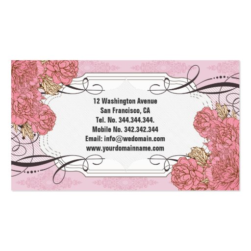 Pink Plump Flowers Business Cards (back side)