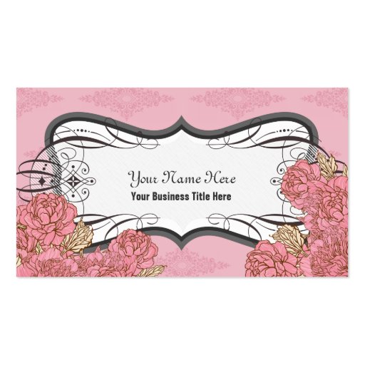 Pink Plump Flowers Business Cards (front side)