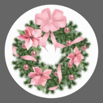 Pink Poinsetta Wreath stickers