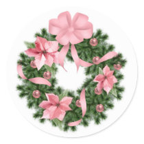 Pink Poinsetta Wreath stickers