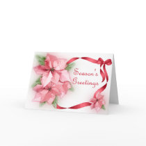 Pink Poinsettas Greeting Card