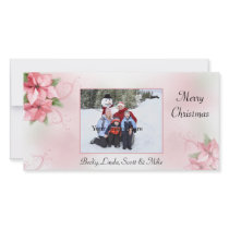 Pink Poinsettas Photo Card photo cards by AJsGraphics Pink Poinsettas Photo Card photo cards