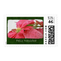 Pink Poinsettias 1 - Feliz Navidad Stamp