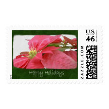 Pink Poinsettias 1 - Happy Holidays Stamps