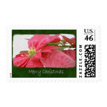 Pink Poinsettias 1 - Merry Christmas Stamp