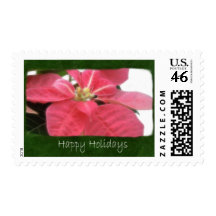 Pink Poinsettias 2 - Happy Holidays Stamp