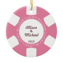 Pink poker chip lucky in love couple photo vegas ornament