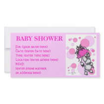 Pink Polk a Dot Poodle Baby Shower Customized Photo Card