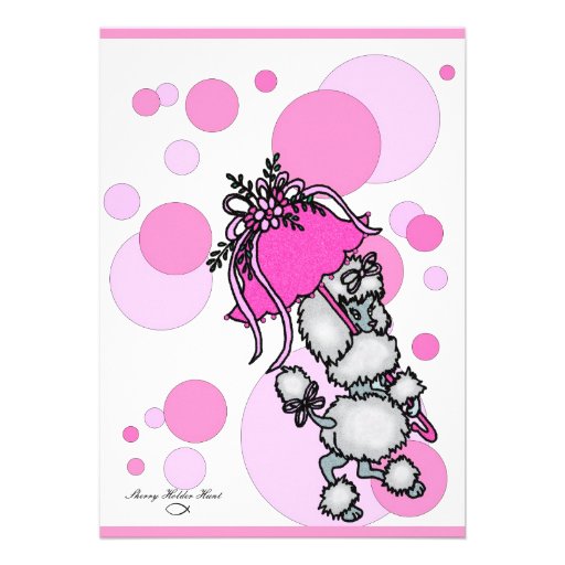 Pink Polk-a-dot Poodle Personalized Invites