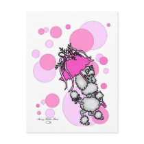 Pink Polk-a-dot Poodle Postcard