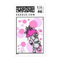 Pink Polk-dot Poodle Postage postage
