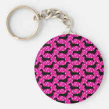 Pink Polka Dachshunds Keychains