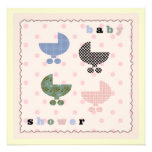Pink Polka Dot Baby Buggies Baby Shower Invites