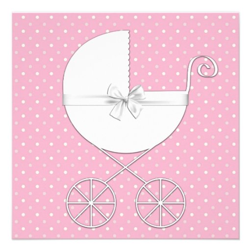 Pink Polka Dot Baby Shower Invitations