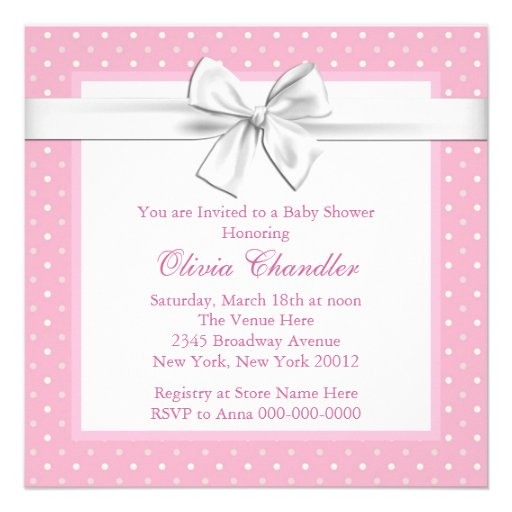 Pink Polka Dot Baby Shower Invitations
