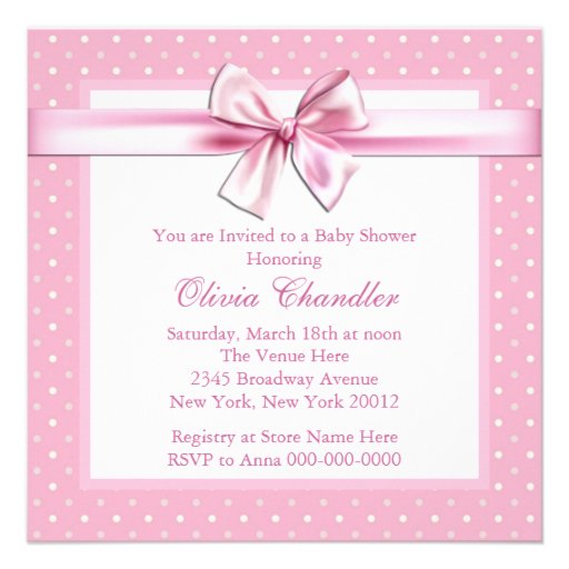 Pink Polka Dot Baby Shower Invitations