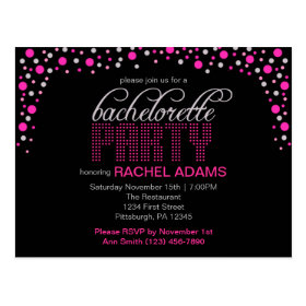 Pink Polka Dot Bachelorette Party Postcard Invite