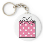 Pink Polka Dot Birthday Present Key Chain