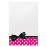 Pink Polka Dot Black Bow Stationery