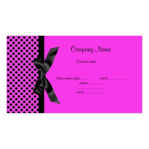 PINK POLKA DOT BOW BUSINESS CARD (front side)