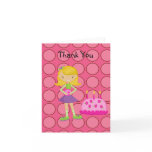 Pink, Polka Dot, Bowling Girl Thank You Card