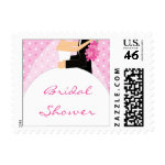 Pink Polka Dot Bridal Shower postage stamps