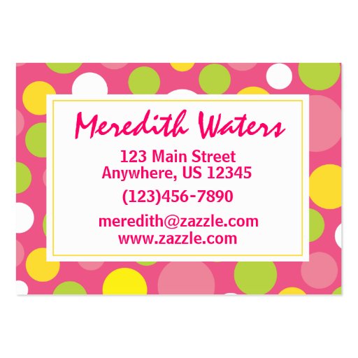 Pink Polka Dot Business Calling Card Business Card Templates (front side)